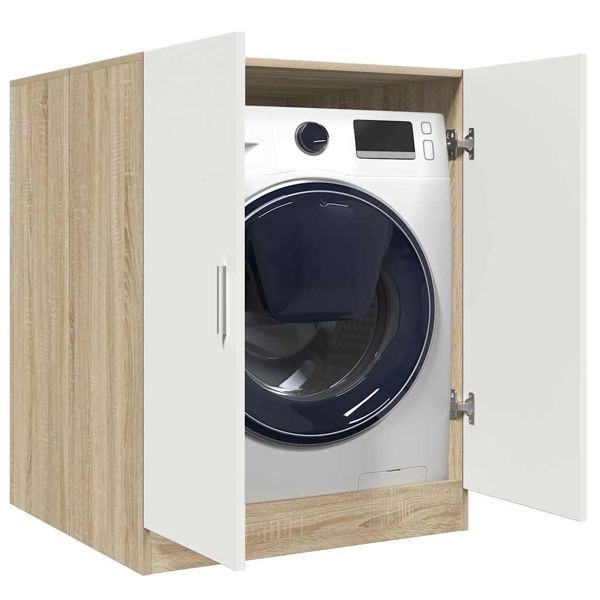 vidaXL Waschmaschinenschrank Weiß und Sonoma-Eiche 71x71,5x91,5 cm, 808400