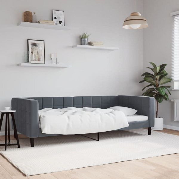 vidaXL Tagesbett Dunkelgrau 90x200 cm Samt, 354009, 8720845953041