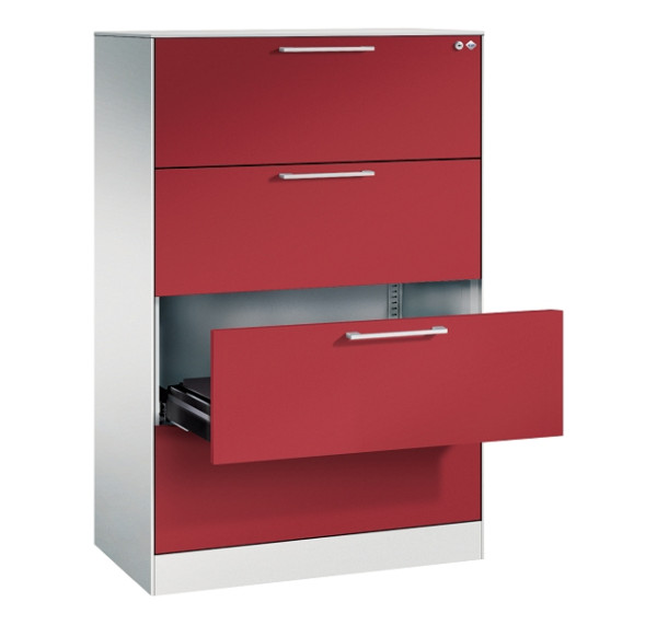 C+P Karteischrank Asisto, H1310xB800xT435mm, 7035/3003, 3 Schubladenblenden, 146023-422 S10083