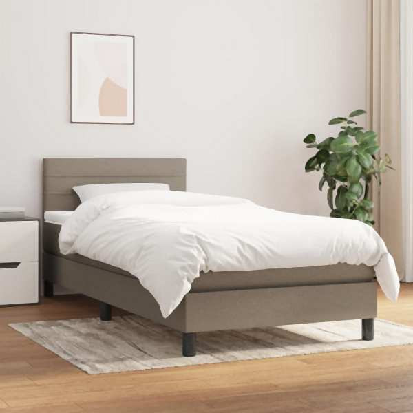 vidaXL Boxspringbett mit Matratze Taupe 90x190 cm Stoff, 3140101
