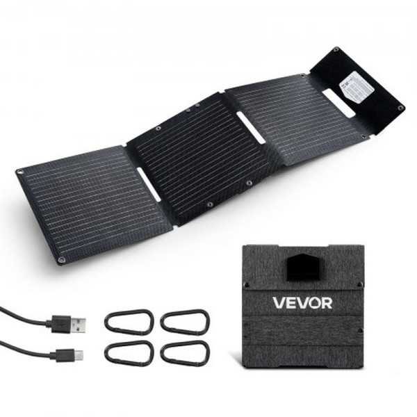 VEVOR Faltbares 30W Solarpanel, Monokristallin, mit USB-A, USB-A (QC3.0) & Typ-C-Anschlüssen für Camping & Geräte, BXZDTYNB130WQ3D4Y001Y3