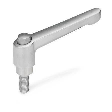 Ganter Verstellbare Edelstahl-Klemmhebel, mit Schraube, elektropoliert (GN 300.6-45-M4-20-IS), VE: 10 Stück, 300.6-45-M4-20-IS