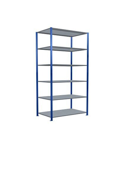 Schulte Grundregal, Steckregal MULTIplus250, 2500 x 1300 x 800 mm, 6 Fachböden, Kreuzstrebe, RAL 5010 enzianblau/verzinkt, 12981-130-B