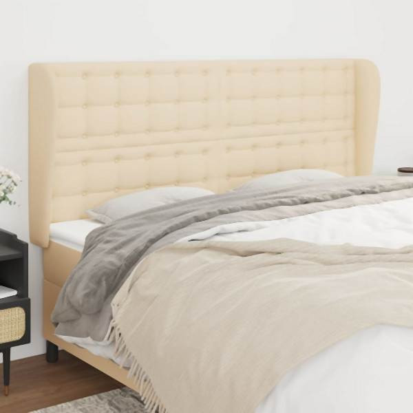 vidaXL Kopfteil mit Ohren Creme 203x23x118/128 cm Stoff, 3118417