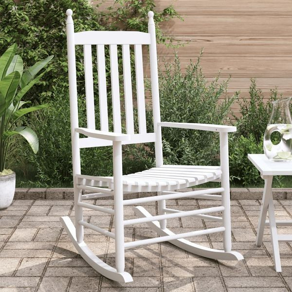 vidaXL Schaukelstühle mit Gebogenen Sitzen 2 Stück Weiß Massivholz Tanne, 3281588