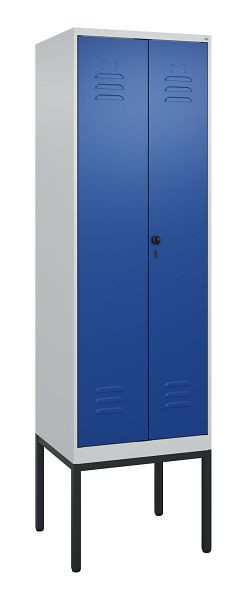 C+P Umkleidespind Classic PLUS, Doppel-Spind, Gestell, 2 Abteile, 2120x600x500mm, 7035/5010, Drehriegel, 0800327-20P S10003