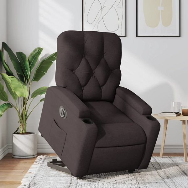 vidaXL Relaxsessel mit Aufstehhilfe Elektrisch Dunkelbraun Stoff, 3204739