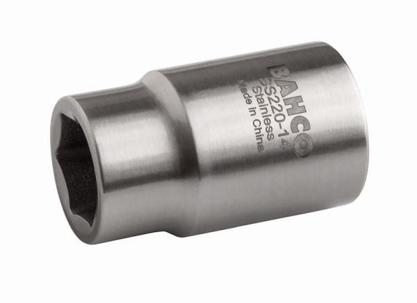 Bahco 1/4" Steckschlüssel-Einsatz, Edelstahl/Inox, Sechskant, magnetisch, SW 14 mm, SS210-14
