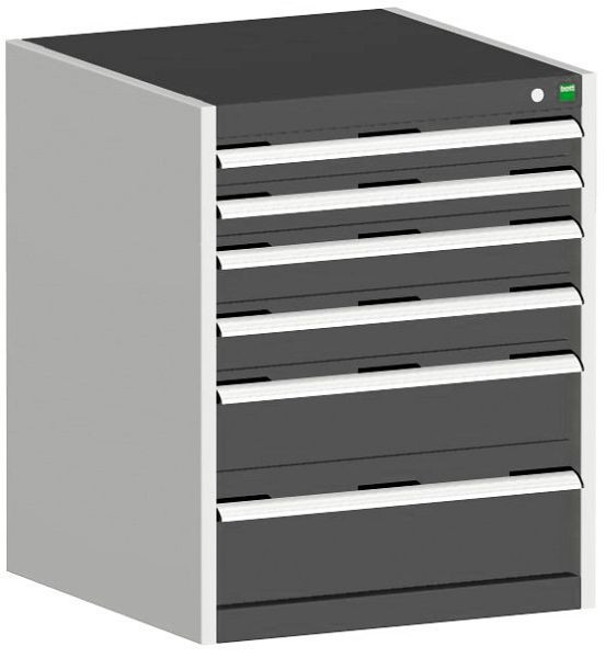 bott cubio Schubladenschrank bestückt mit 6 Schubladen BxTxH: 650 x 525 x 800 mm, RAL 7035/7016, 40011047.19V