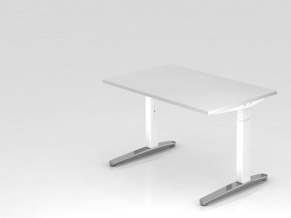 Hammerbacher Schreibtisch C-Fuß 120x80cm Weiß/Weiß, poliert, Rechteckform, VXB12/W/WC