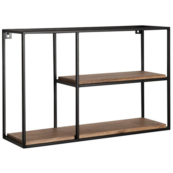 Wohnling Wandregal 60x40x18 cm Mango Massivholz/Metall Hängeregal Rechteckig, Industrial, WL6.748
