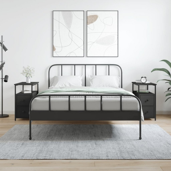 vidaXL Nachttische 2 Stück Schwarz 30x60x60 cm Holzwerkstoff, 826064