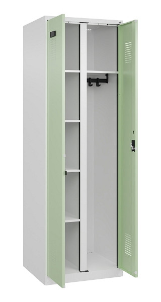 C+P Wäsche-/Garderobenspind Evolo PLUS, 2 Abteile, 1850x600x500mm, 9016/6019, Zylinderschloss, 049600-20 S10046