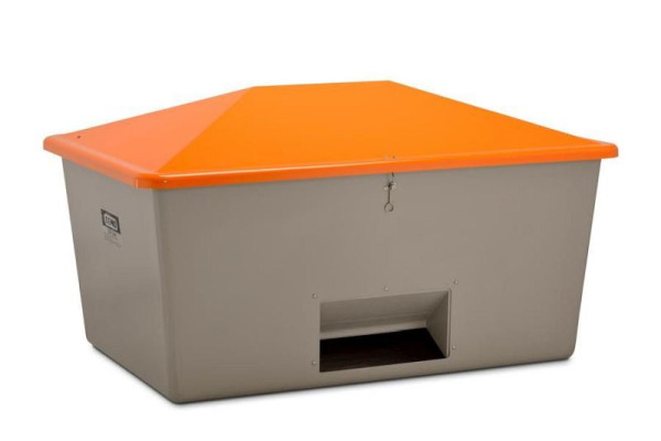 Cemo Streugutbehälter 2200 l, mit Entnahmeöffnung, Behälter grau, Deckel orange, Maße: 213 x 152 x 124 cm, 7440