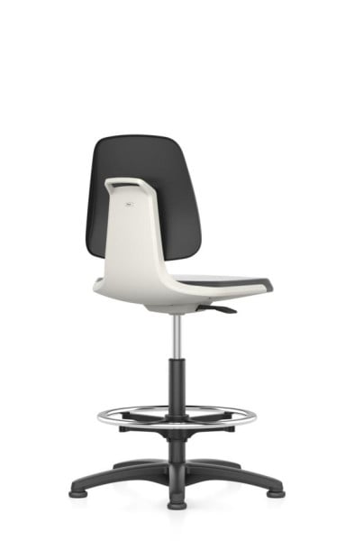 bimos Arbeitsstuhl Labsit mit Gleiter, Sitzhöhe 520-770 mm, Kunstleder, Sitzschale weiß, 9121-MG01-3403