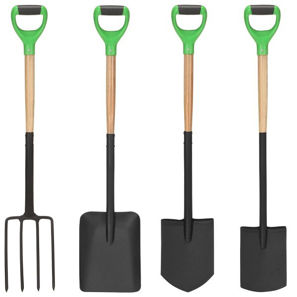 vidaXL 4-teilig Gartenwerkzeug-Set D-Griff Stahl und Hartholz, 3079704, 8720286562741