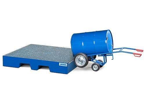 DENIOS Fasskarre FKR-S2, lackiert, Luft-Bereifung, für 200/220-l-Fässer, 164362