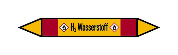 Schilder Klar Rohrleitungskennzeichen H2 Wasserstoff, 33000x120 mm Folie selbstklebend, 101558/87