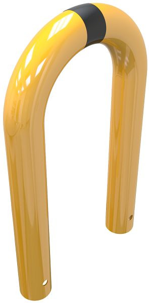 Schake Rammschutzbügel Stahlrohr Ø 76 mm gelb / schwarz, Gesamtbreite: 400 mm, Höhe Überflur: 250 mm, zum Einbetonieren, 477_01BG