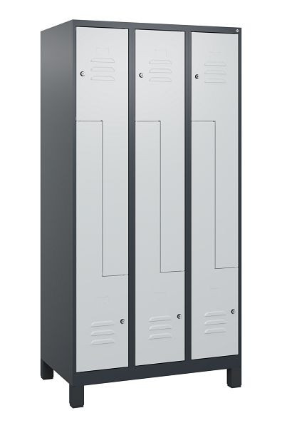 C+P Z-Spind Classic PLUS, Füße, 6 Abteile, 1800x900x500mm, 7016/7035, Zylinderschlösser, 0800137-306 S10028