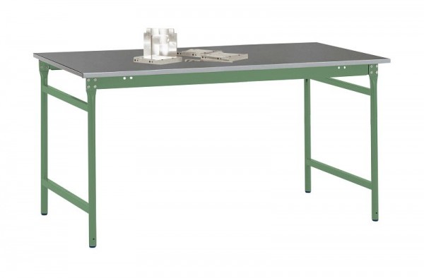 Manuflex Beistelltisch BASIS stationär mit Blechbelag-Platte in Resedagrün RAL 6011, BxTxH: 1000 x 800 x 780 mm, Resedagrün, BB3024.6011