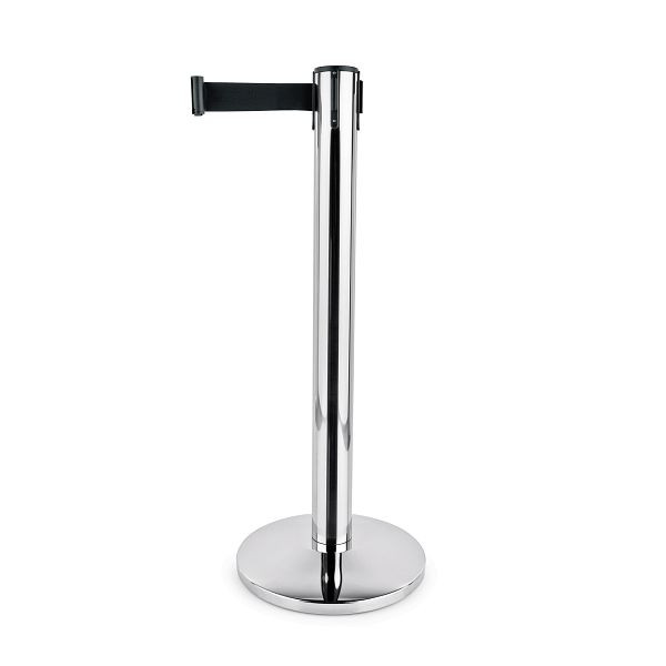 WAS Abgrenzungspfosten Largeflex mit Gurtband schwarz, 4,5 m, Edelstahl, VE: 2 Stück, 1315645