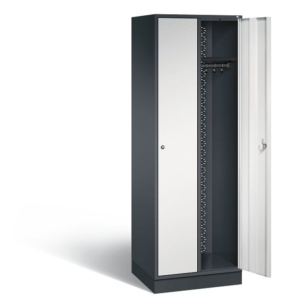 C+P Garderobenschrank Intro, H1950xB620xT490mm, Farbe: Schwarzgrau / Lichtgrau, 8170-201 S10055
