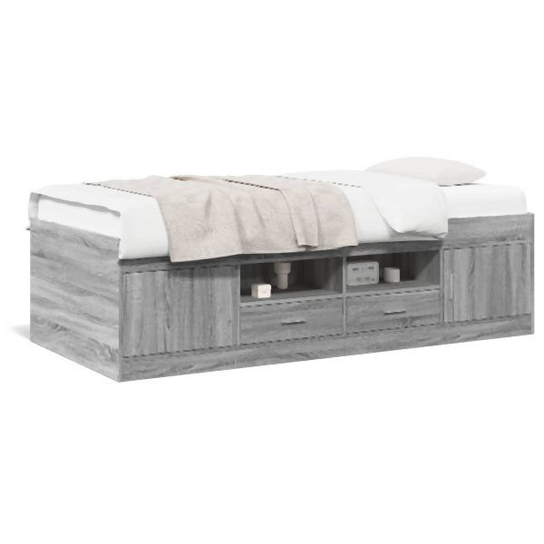 vidaXL Tagesbett mit Schubladen Grau Sonoma 90x190 cm Holzwerkstoff, 3280256