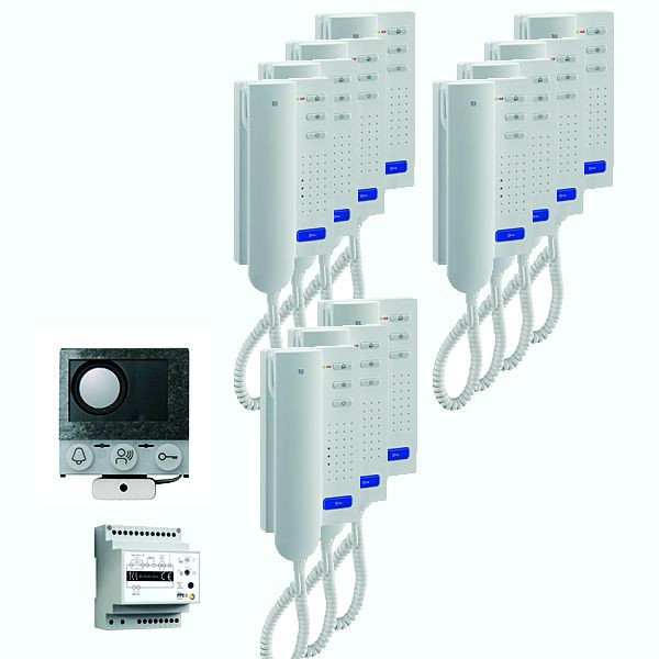 TCS audio:pack Einbau für 11 Wohneinheiten, mit Einbaulautsprecher ASI12000 + 11x Türtelefon ISH3030 + Steuergerät BVS20, PAIH110/004