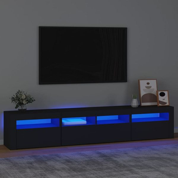 vidaXL TV-Schrank mit LED-Leuchten Schwarz 210x35x40 cm, 3152731