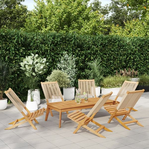 vidaXL Gartenstühle 6 Stück Klappbar Beige Massivholz Akazie, 3214635