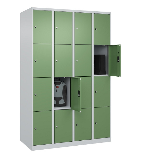 C+P Schließfachschrank Evolo PLUS, 16 Fächer, 1850x1200x500mm, 7035/6011, 049000-404 S10010