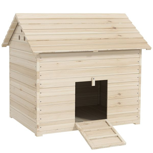 PawHut Entenhaus mit aufklappbarem Kippdach, Geflügelhaus mit erhöhten Boden und Rampe, Tannenholz, 100 x 82,5 x 91 cm, D51-200V01ND