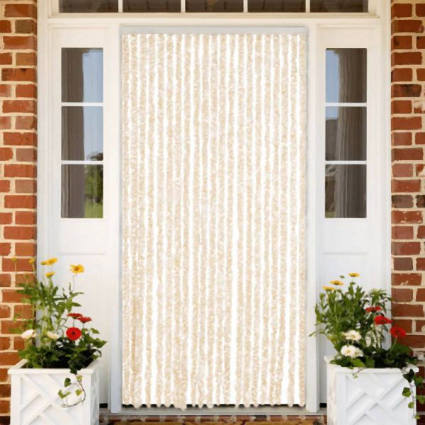 vidaXL Fliegenvorhang Beige und Weiß 90x220 cm Chenille, 377342