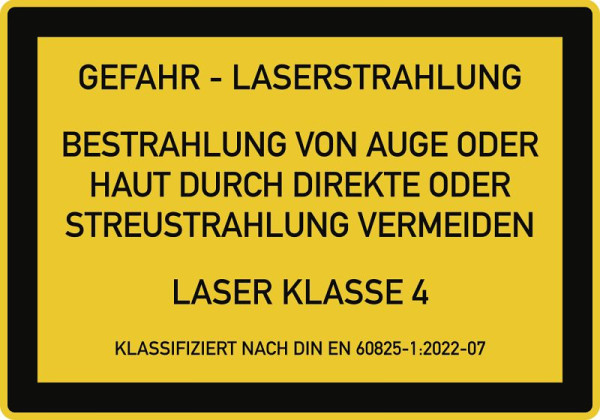 Moedel LASER KLASSE 4 DIN 60825-1, Textschild, Folie, 200x140 mm, 59715