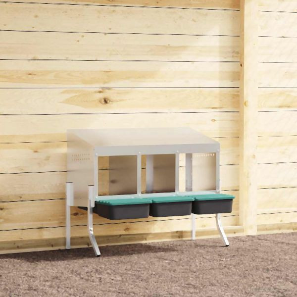 vidaXL Hühner-Nistkasten 3 Fächer mit Beinen Verzinkter Stahl, 4104896