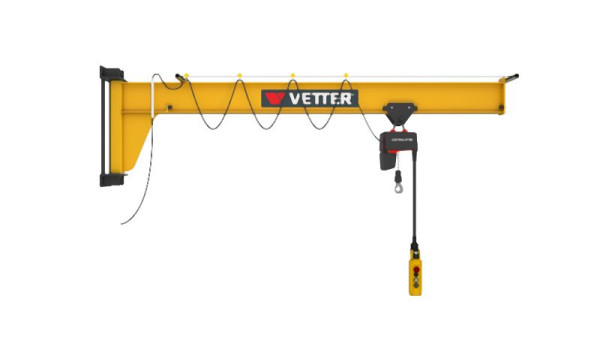 Vetter 250kg, 6,0m Wandschwenkkran AW + Standard-Lagerkonsole + Elektrokettenzug, AW2,5-6,0+SiXX2F-HF
