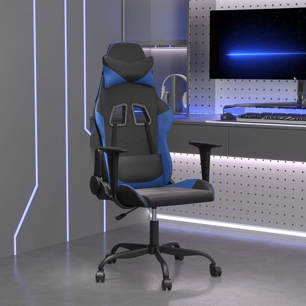 vidaXL Gaming-Stuhl Schwarz und Blau Kunstleder, 3143641