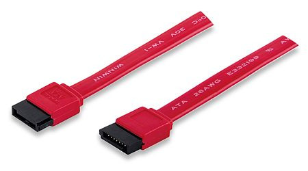 MANHATTAN SATA-Datenkabel, 7-polig SATA-Kabel Stecker auf Stecker, 50 cm, rot, 340700