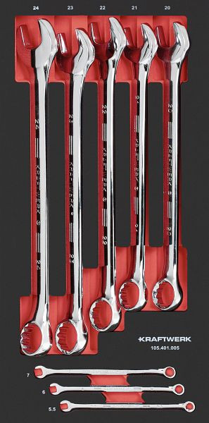 Kraftwerk PRO LINE EVA Ringmaulschlüsselsatz 8-tlg. 20x40 Einlage, 105.401.005