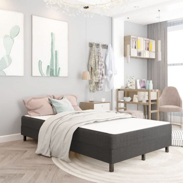 vidaXL Boxspringbett Dunkelgrau Stoff 120x200 cm, 3054707