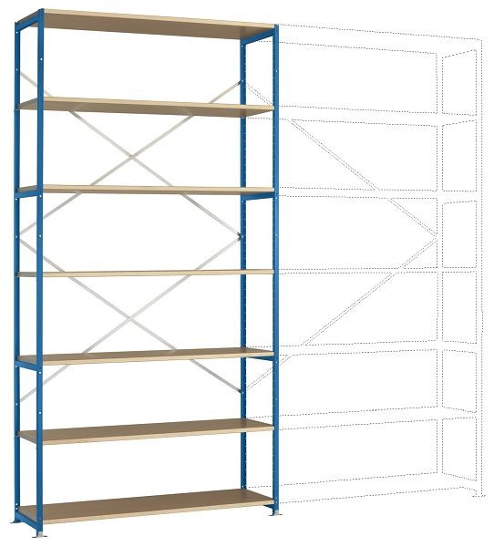 Manuflex Großfach-Steckregal Grundregal mit 7 Holzverbundböden, HxBxT = 3000 x 1530 x 1000 mm, lichtblau, RP1645.5012