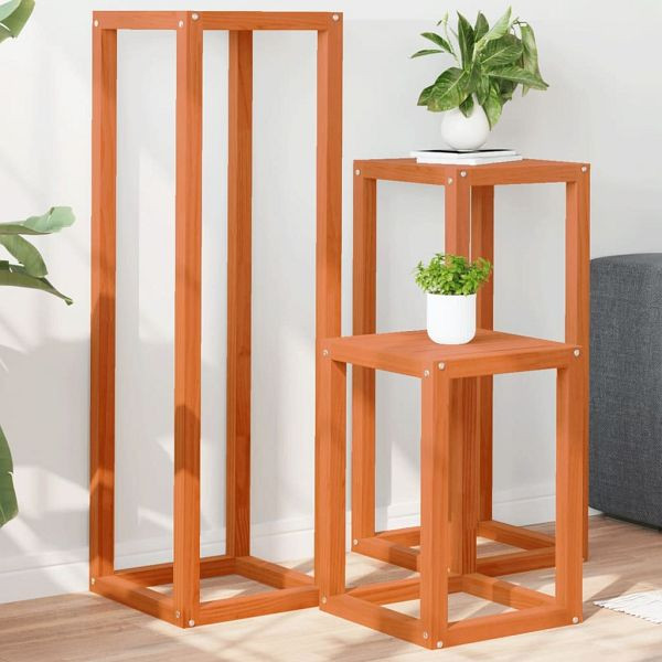 vidaXL Pflanzenständer 3 Stück Wachsbraun Massivholz Kiefer, 844472