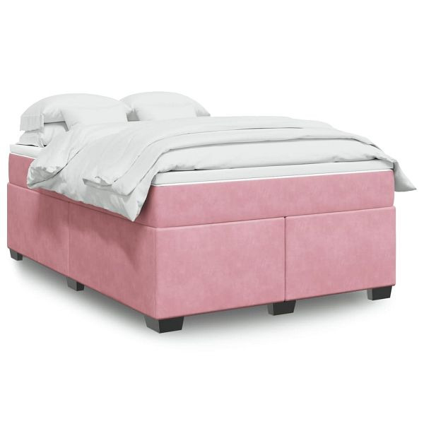 vidaXL Boxspringbett mit Matratze Rosa 160x200 cm Samt, 3285298