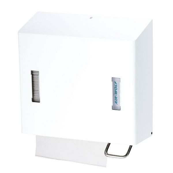 Air Wolf Schaumseifen- und Papierhandtuchspender, Serie Omega, H x B x T: 377 x 377 x 163 mm, Edelstahl weiß, 29-472