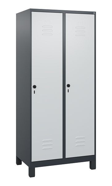 C+P Umkleidespind Classic PLUS mit Mitteltrennwand, Füße, 2 Abteile, 1800x800x500mm, 7016/7035, Drehriegel, 0800107-22F S10013