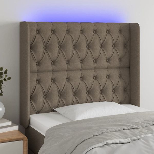 vidaXL LED Kopfteil Taupe 103x16x118/128 cm Stoff, 3124378