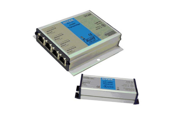 Nitek Ethernet, PoE Extender, UTP, 4 Port, Erweiterung um 600m, Set bestehend aus TX und RX, EL4500U