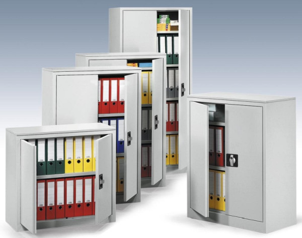 Deskin Flügeltürenschrank BASE L, Stahl, Lichtgrau RAL 7035, B 800 x H 750 x T 380 mm, 131164