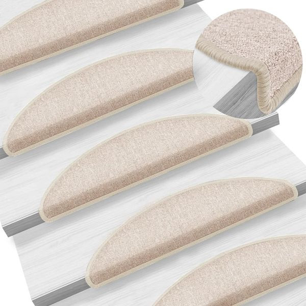 vidaXL 15 Stk. Treppenmatten Taupe 56 x 17 x 3 cm, 133882